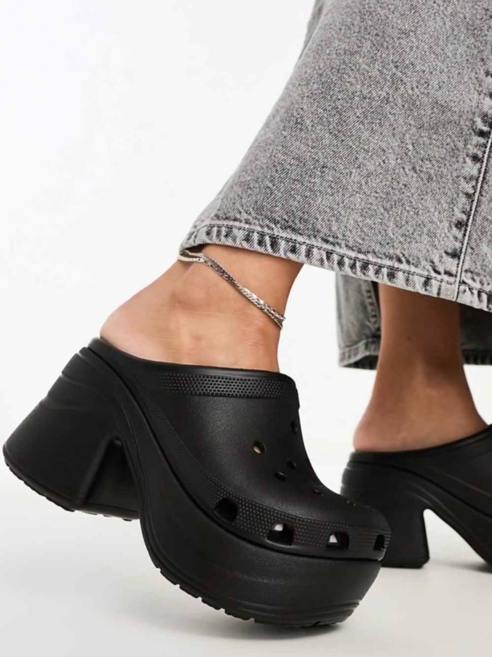 Crocs Siren Clog 208547 Black Platform Chunky Heel Mules Men's 11 / Women's 13 - Picture 4 of 10